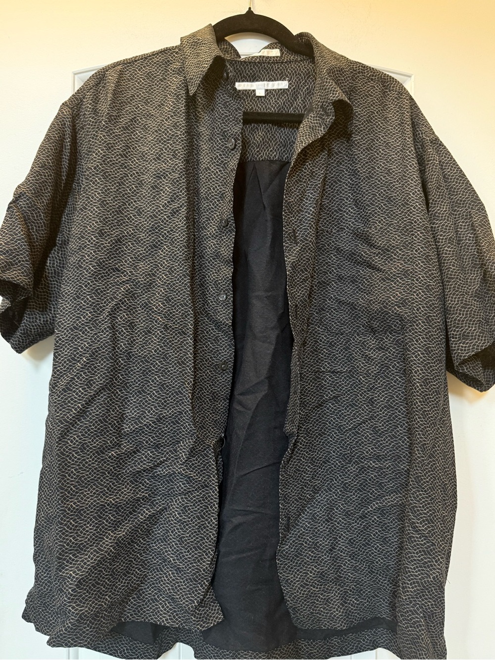 Perry Ellis Black Textured Short Sleeve Shirt Jacket